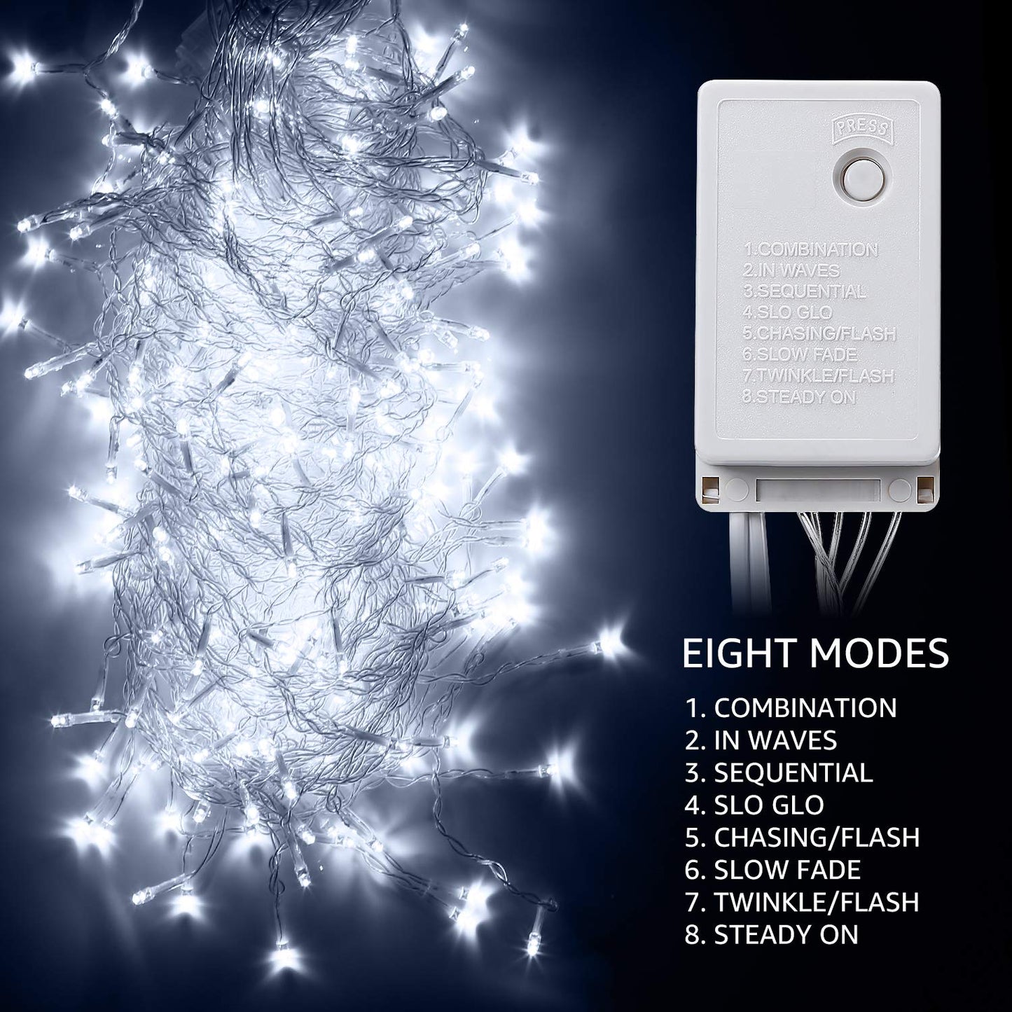 TORCHSTAR 9.8FT × 9.8FT Window Curtain Light, Extendable String Light Kit, Pure White, 8 Modes Outdoor Nativity Scenes for Party, Wedding, Restaurant, Festival, Hotel, Bar, Home, Patio, Garden