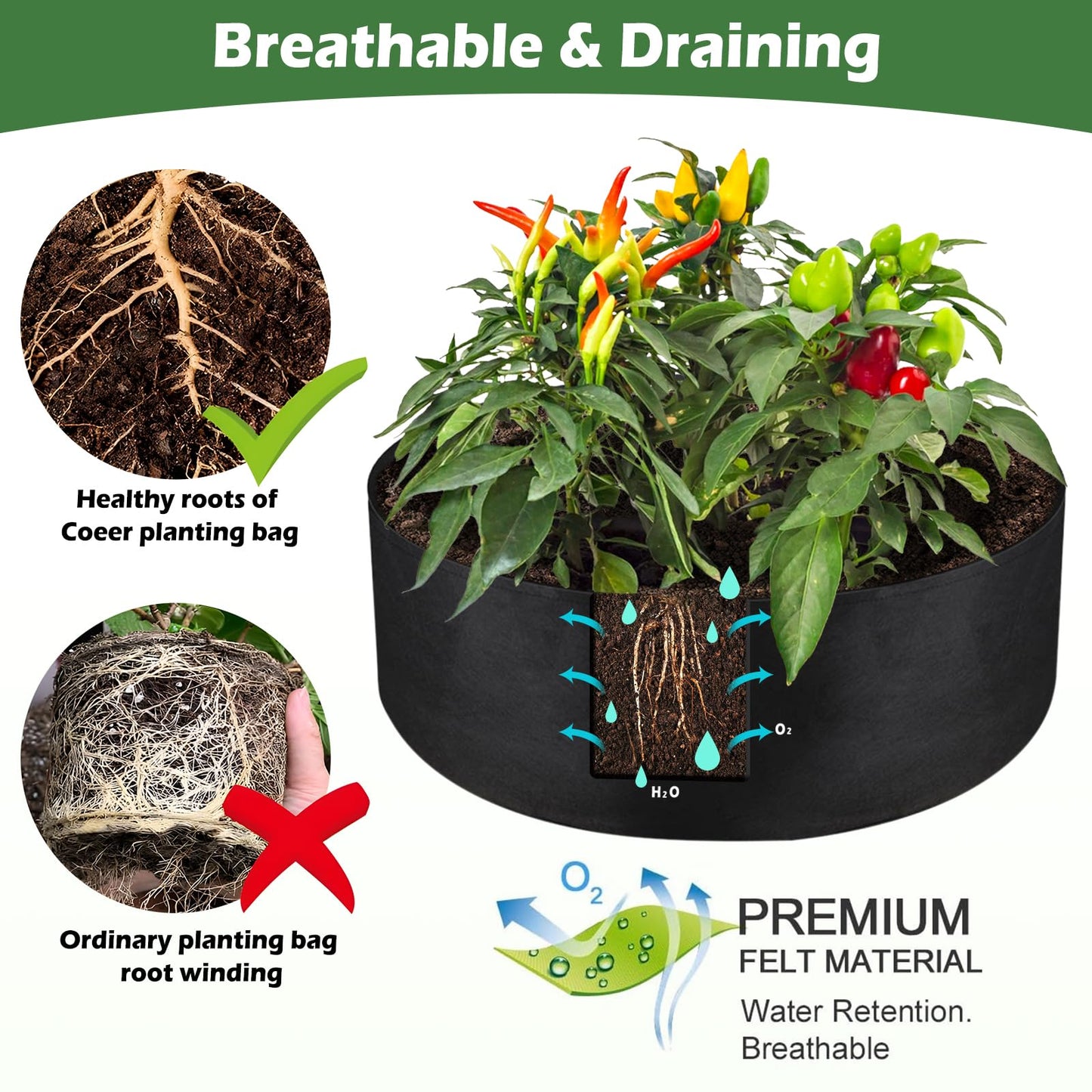 LBTING 4Pcs 30 Gallon Plant Grow Bags, Fabric Raised Planting Bed Heavy Duty Non-Woven Fabric Planter Pots for Garden Vegetables Flowers