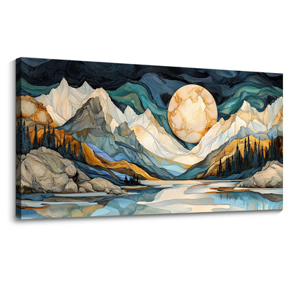 JEAWA Large Canvas Wall Art - Abstract Painting Decor, Textured Mountain Pictures as Gifts for Friends, Modern Art Prints for Bedroom Living Room Bathroom Home Decoration, 29x58 IN
