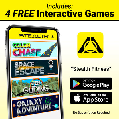 STEALTHGO + Portable Plank Board Core Trainer - Turn Fitness Into a Fun Game - Get Strong Sexy Abs and Lean Core Playing Games On Your Phone; Free iOS/Android App; 4 Free Mobile Games Included;