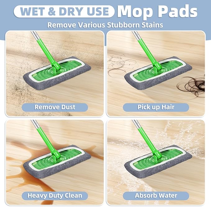 Reusable Dry Sweeping Cloths Microfiber Wet Pads Refill Compatible