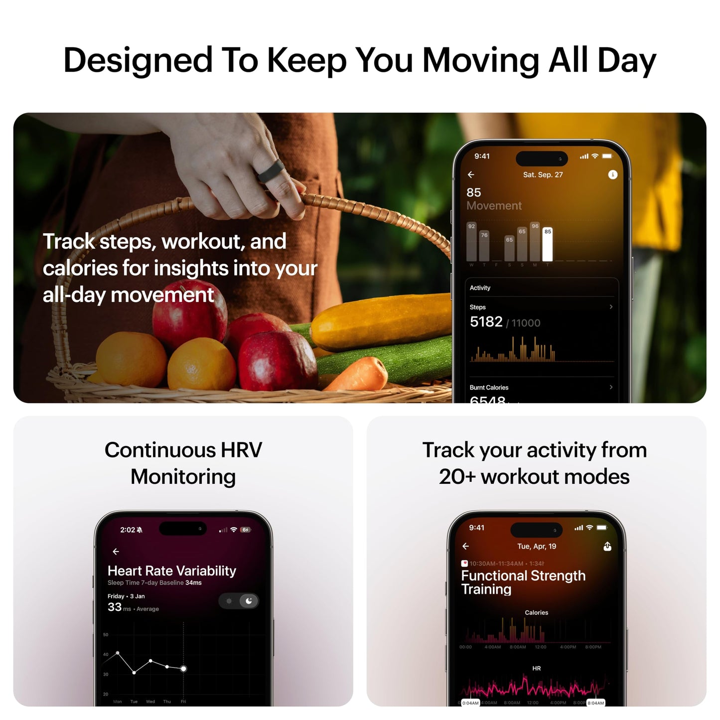 ULTRAHUMAN Ring AIR – Sleep and Fitness Tracker, Smart Ring for Men and Women, No app fee for Standard Features, Up to 6 Days Battery Life