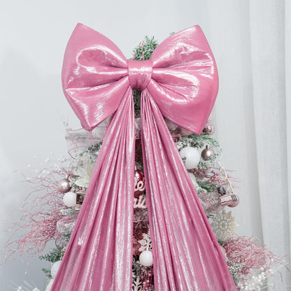Hismir Christmas Tree Topper Bow，67x16 Inch Extra Large Room Decor Ribbon Bow for Wedding Engagement Birthday Party，Giant Xmas Bow Decorations for Home Wreath Door Wall(Pink)