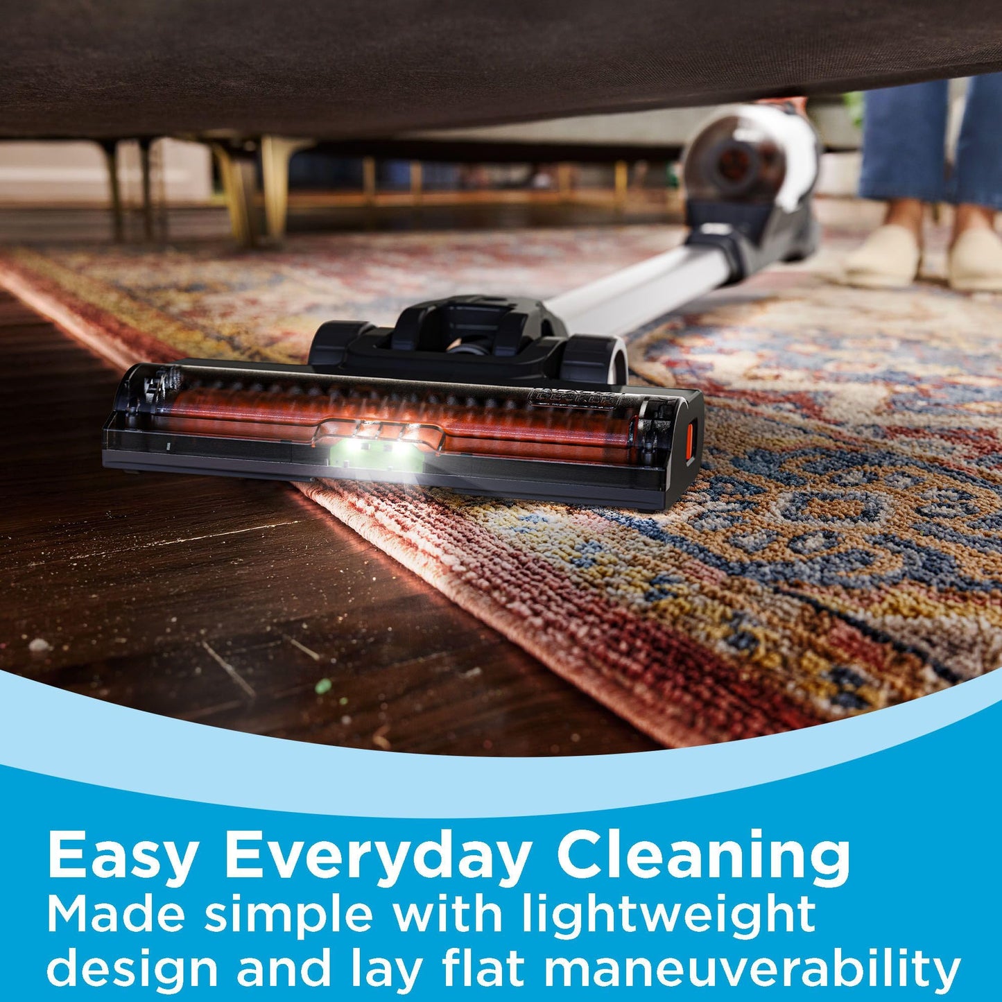BLACK+DECKER POWERSERIES+ 20V MAX Cordless Vacuum Cleaner, Stick Vacuum Rechargeable with LED Floor Lights, Anti-Tangle Lightweight, Removable Battery (BHFEA18D1)