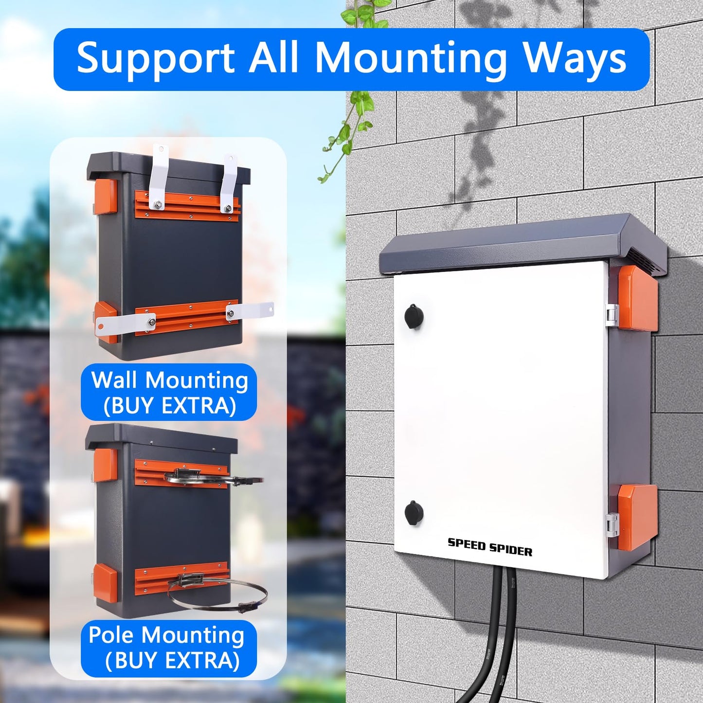 Outdoor Electrical Box Nema Enclosure - 19.7*23.6*11.8" Universal IP Weatherproof Equipment Box,Galvanized Plate Electrical Enclosure,with Removable Mounting Plate and Muffin Fan Vent(50 * 60 * 30cm)