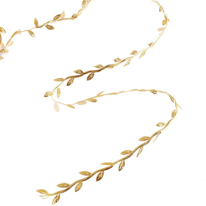DECORA 36 Yards Artificial Gold Leaf Ribbon Trim for Wreath Making and Christmas Gift Wrapping Wedding Decoration