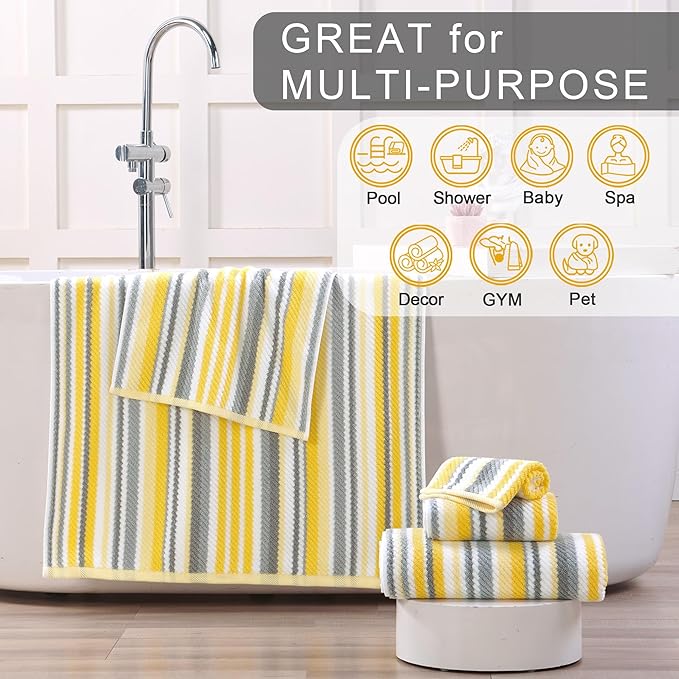 Yellow Striped Washcloths 6PC