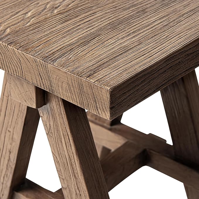 Hawthorne 18" Square Reclaimed Elm Trestle Side Table, Heritage Medium-Dark