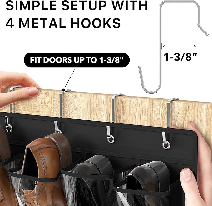Simple Houseware 24 Pockets Large Clear Pockets Over The Door Hanging Shoe