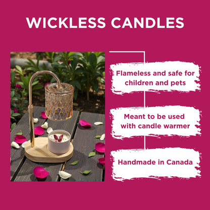 WICKLESS Candle for Lamp Warmer Rose Garden Natural Soy Wax 8 oz Safe for Kids and Animals - Handmade in Canada