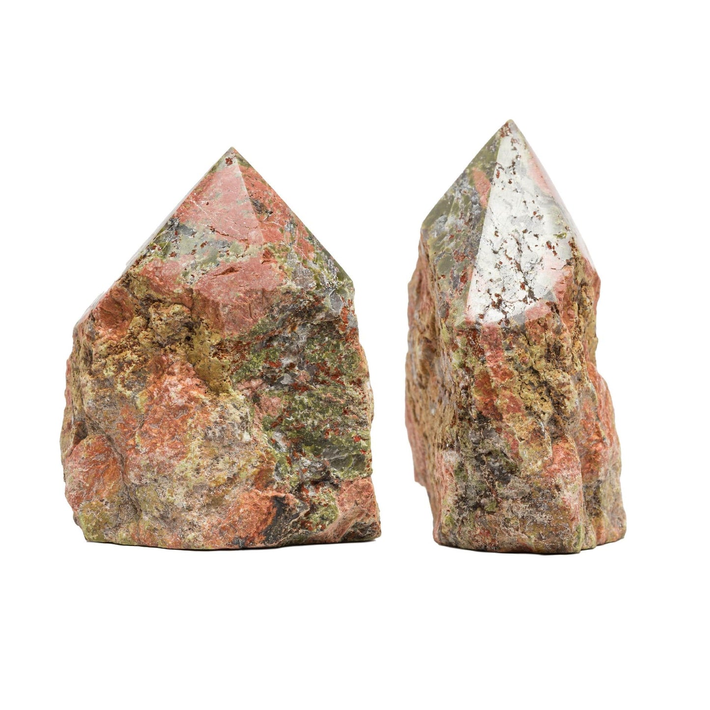 SAMSARI 2 Pcs of Unakite Crystal Points (3 to 3.5 inches Height) – Healing Stones for Meditation, Yoga, and Spiritual Practices – Natural Unakite Gemstones