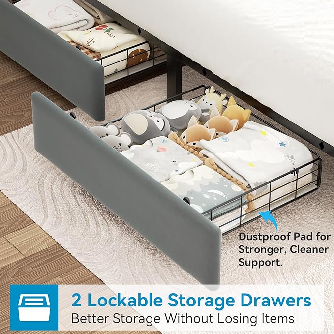 Jocoevol Full Upholstered LED Bed Frame