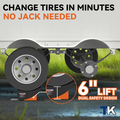 TOWKING Curved Leveling Blocks, 6" Lift, 35,000 lbs, Raised Tire Change Ramp, 2-Pack Heavy Duty Camper Leveler System, Perfect for 5th Wheels, Class A Motorhomes, and Wide-Axle Trailer