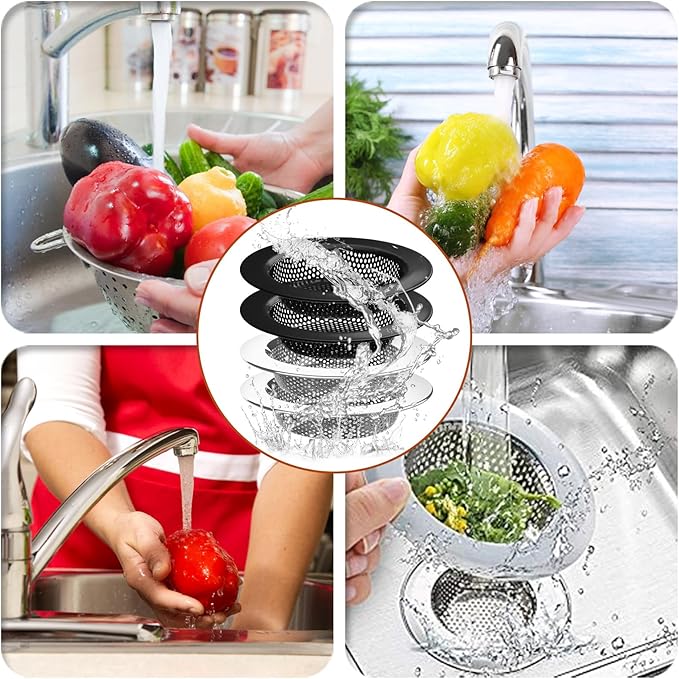 4 Pcs Stainless Steel Mesh Sink Drain Strainer, 4.5" Top / 3" Kitchen Filter