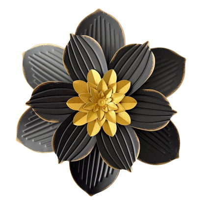 Blueprint Ivy 12" Metal Flower Wall Decor Rustic Floral Sculpture 3D Flower Art Decoration for Living Room Garden Bedroom Dining Room Kitchen (Black)