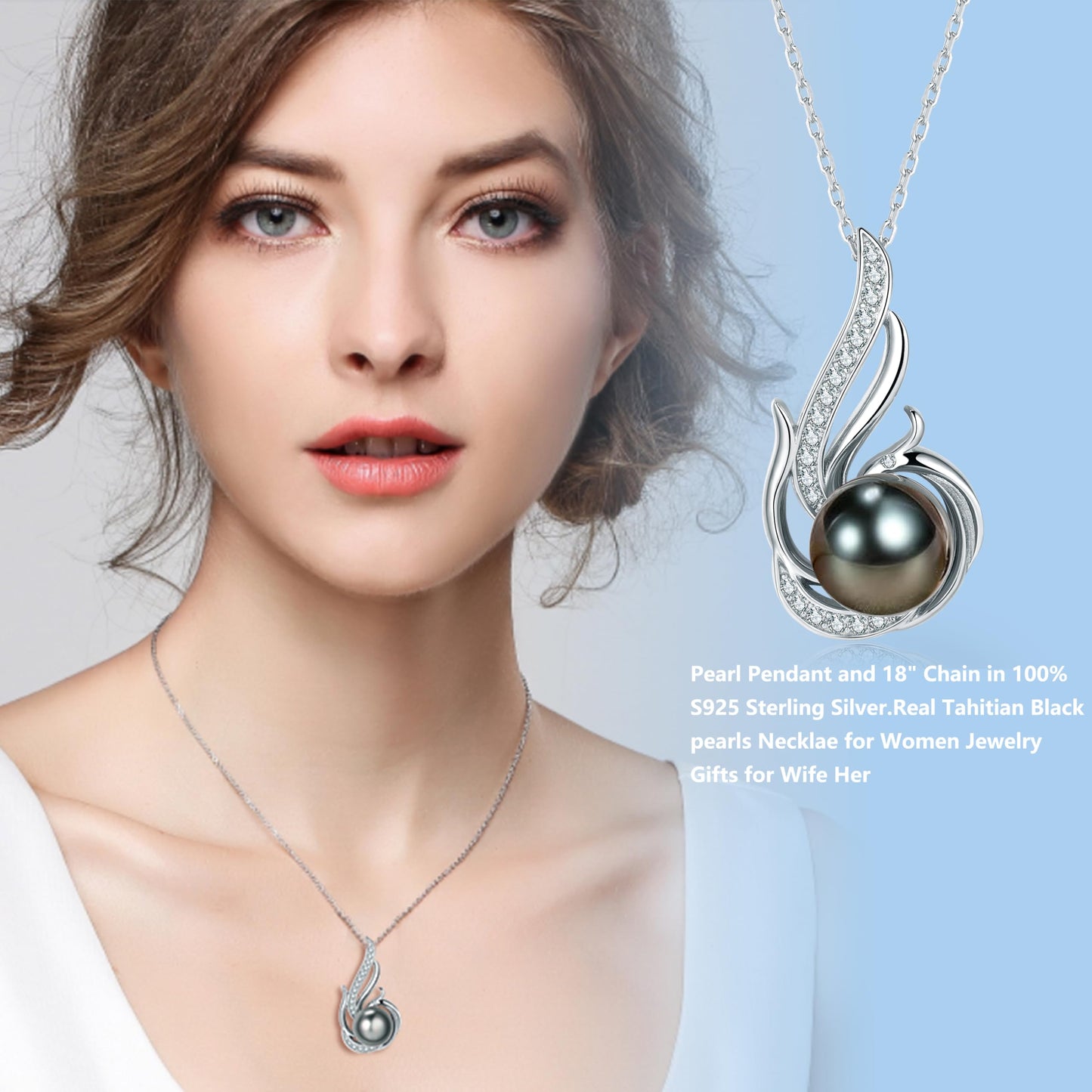 Tahitian Black Pearl Necklaces for Women-Pearl Phoenix Pendant-Christmas Mothers Day Valentine's Day Gifts Wife Mom Grandma Girlfriend Daughter Her Best Friend Birthday Anniversary Fine Jewelry
