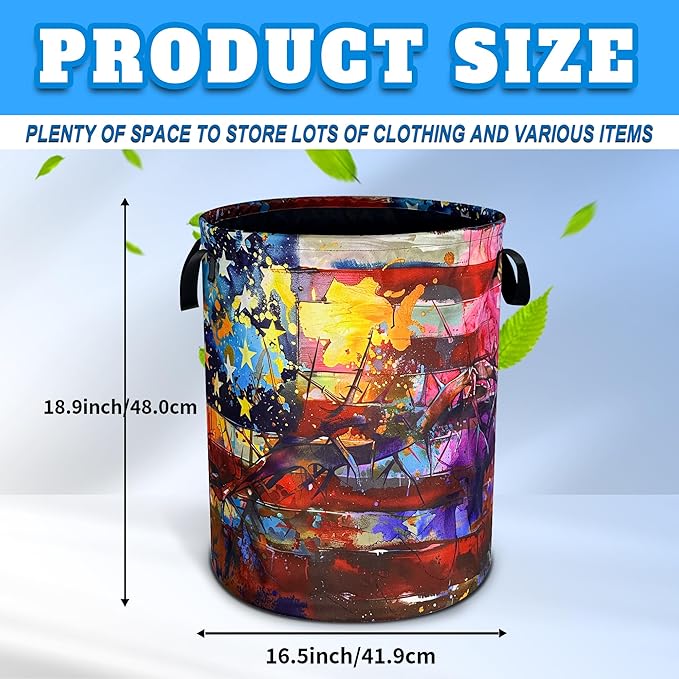 American Flag Laundry Basket Usa Flag Art Oxford Cloth Laundry Hamper