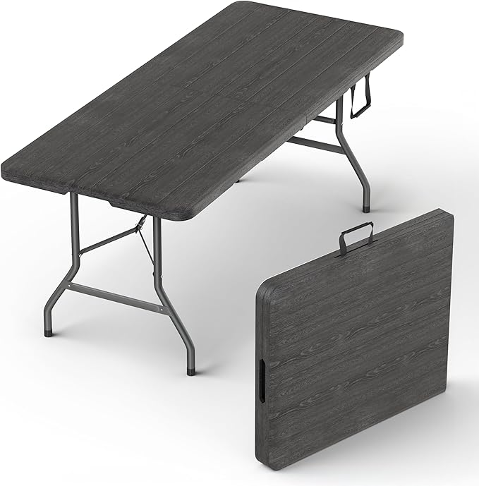 6 Feet Foldable Table with Built in Handle & Steel Legs | 6FT Heavy Duty