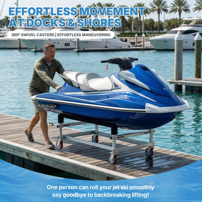 Chonway 2000lbs Load Capacity Watercraft PWC Dolly Jet Ski Dolly, Galvanized Steel Pontoon Boat Storage Stands Trailer Cart with 4 Casters & Bunk Carpet, Boat Trailer Dolly for Kayak Cart, Speedboats