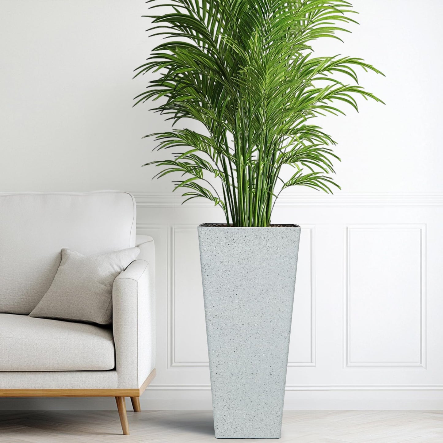 Autodaya 28" Tall Planters for Outdoor Plants, Extra-Large White Flower Pots for Blaconl, Porch, Living Room Corner, Garden, Patio, Deck Decor