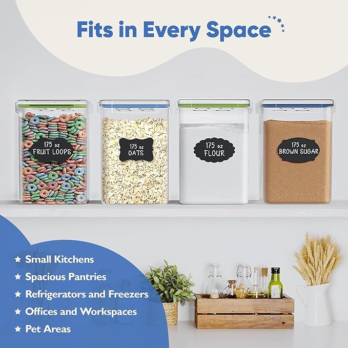 Chef's Path Kitchen Storage Box Set of 4 Extra Large Airtight Food Storage Jars