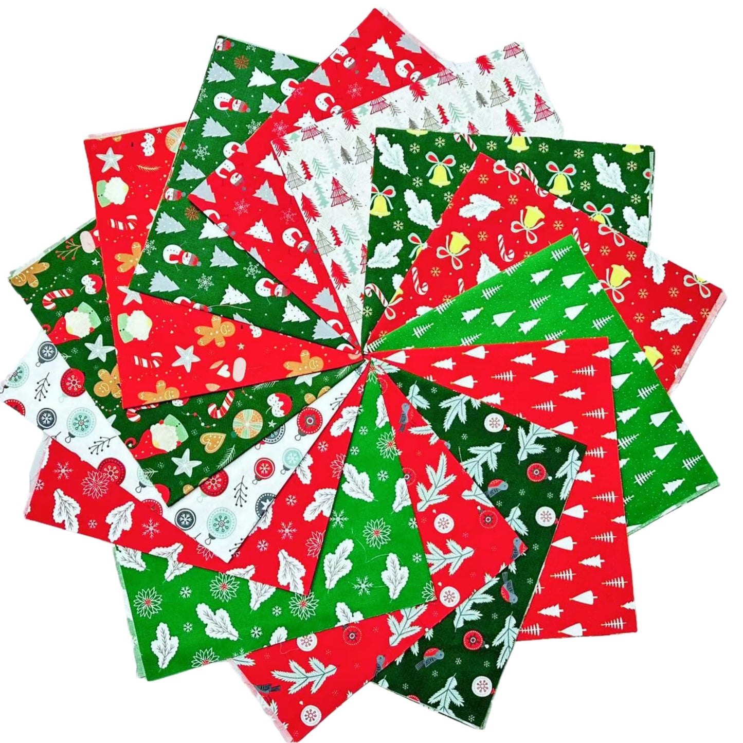SZRUIZFZ 14Pcs Christmas Quilting Cotton Fabric Bundles 18 x 22 Inch Holiday Fabric Snowman Christmas Tree Print Fat Quarters Bundles Decorative DIY for Sewing Crafts Patchwork