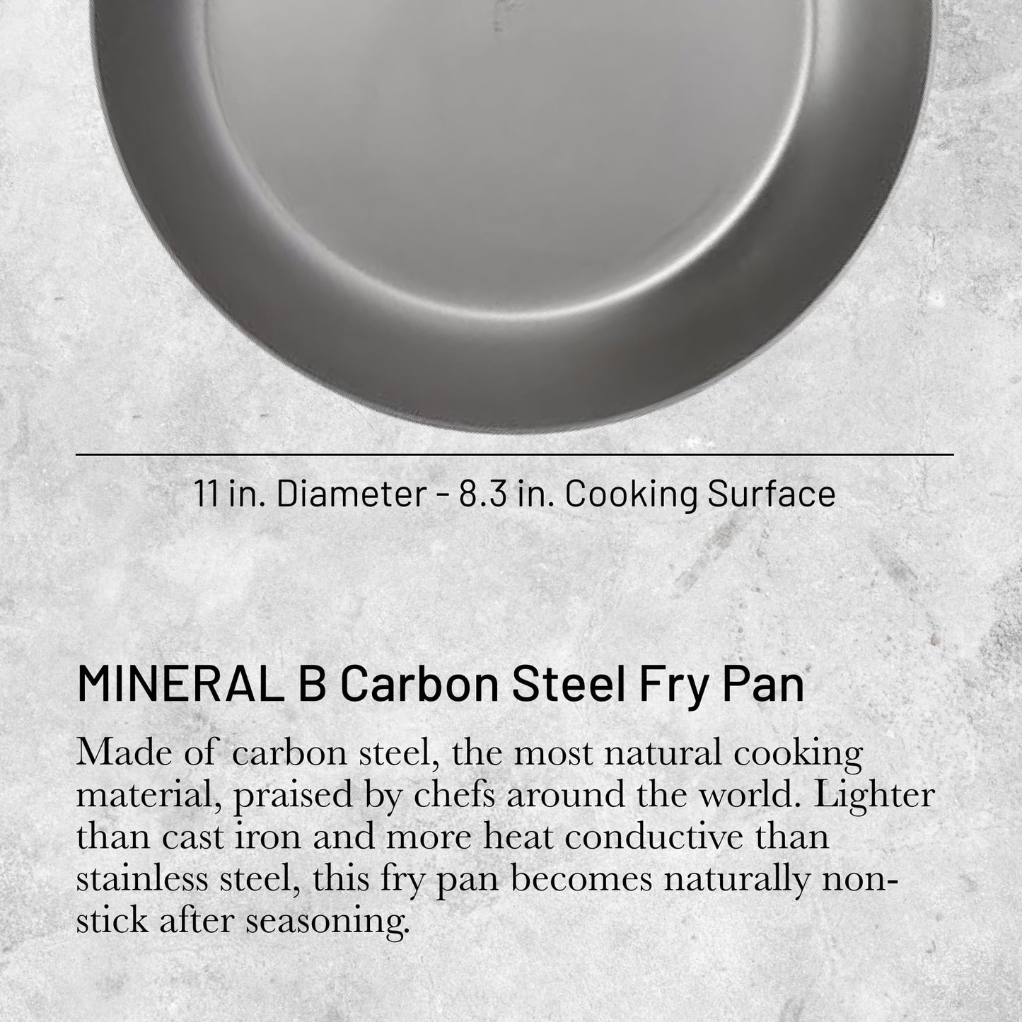 de Buyer MINERAL B Pro Carbon Steel Fry Pan - 11” Diameter, 8.3” Cooking Surface - Ideal for Searing, Sauteing & Reheating - Naturally Non-Stick Finish - Made in France