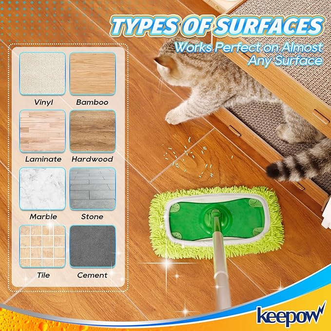 KEEPOW Reusable Microfiber Mop Pads Compatible