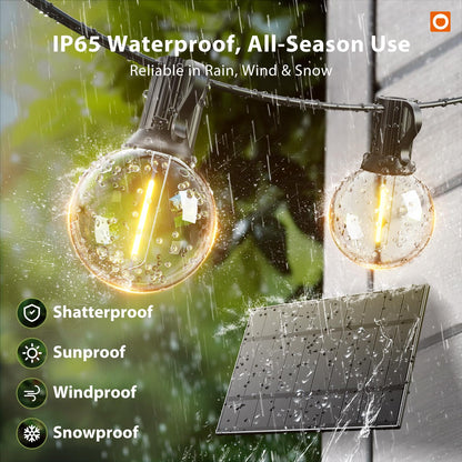 addlon 200FT(2 Pack*100FT) Solar String Lights Outdoor Waterproof with Remote, Dimmable Commercial Grade Solar Powered String Lights with 108 LED Bulbs, Hanging Light for Backyard Party Decor