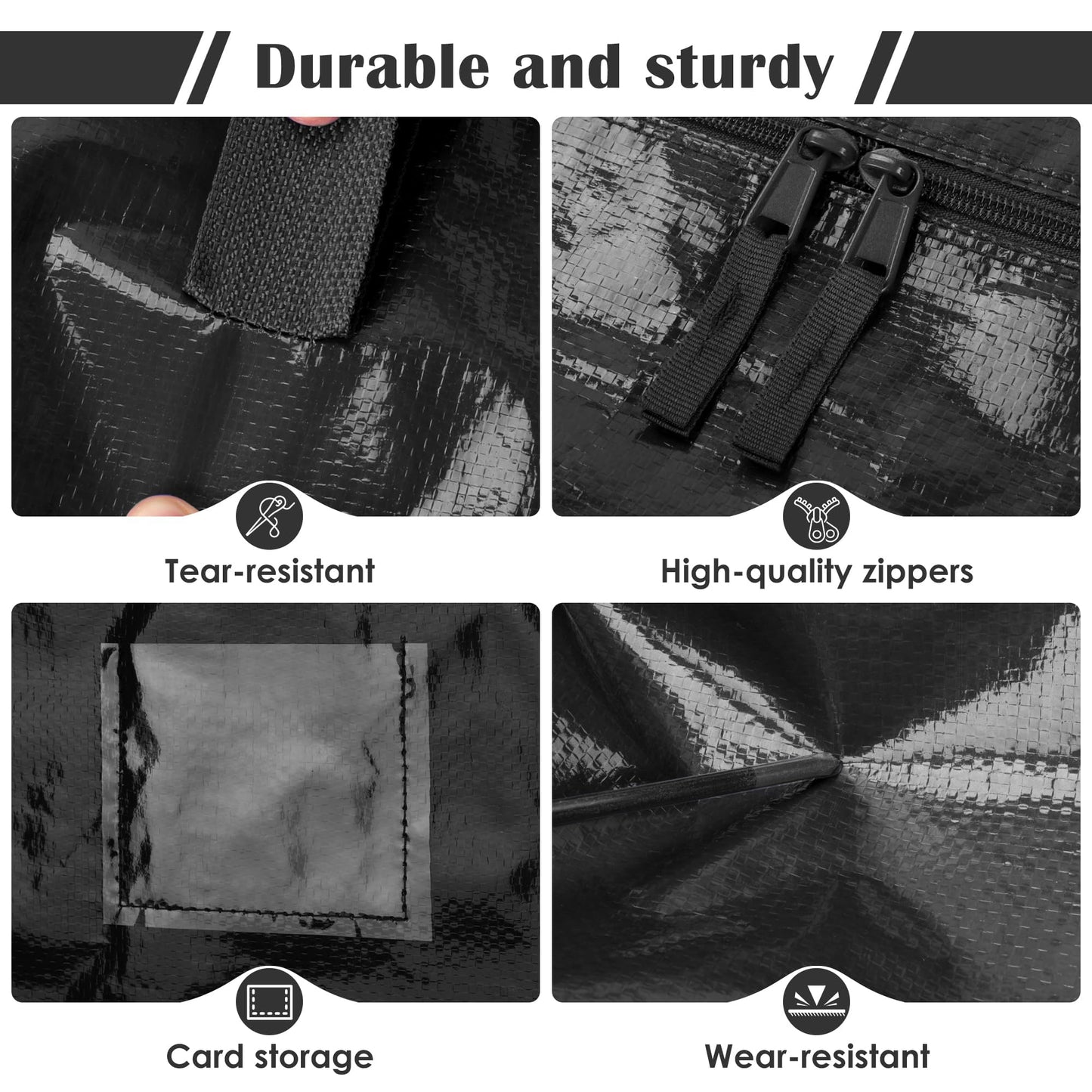 RMOHRO 6 Pack Moving Bags with Full-Open Side Zipper, Extra Large 93L Heavy Duty Waterproof Foldable Storage Totes for College Dorm, Moving & Home Organization Black