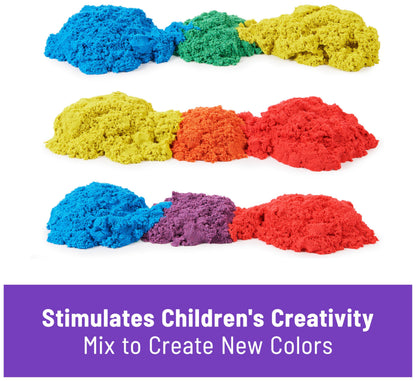 Kinetic Sand, Castle Containers 10-Colour Pack Non-Toxic Educational and Creative Sensory Play Sand Toys for Boys and Girls Aged 3+