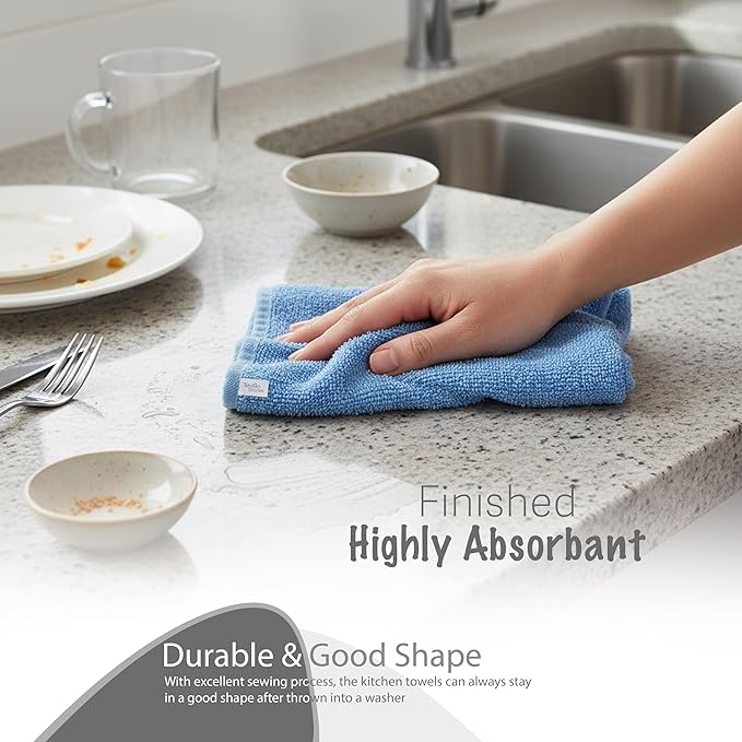 Basic Wash Cloths 12x12 Inches – Pack of 12 – Blue Color – Soft and Absorbent