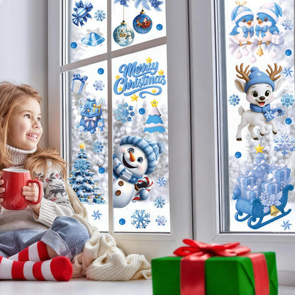 231PCS Christmas Window Clings for Glass, Cute Santa Claus Gingerbread Man Snowman Stickers Xmas Window Decals for Wtiner Christmas Holiday Party Home Office Classroom Decorations