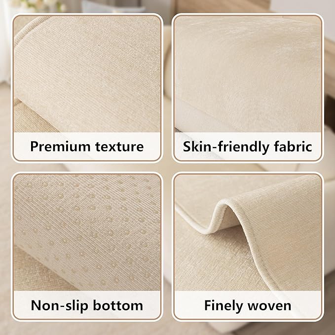 Premium Chenille Sofa Cushion Covers，Upgraded Anti-Slip Sectional Couch