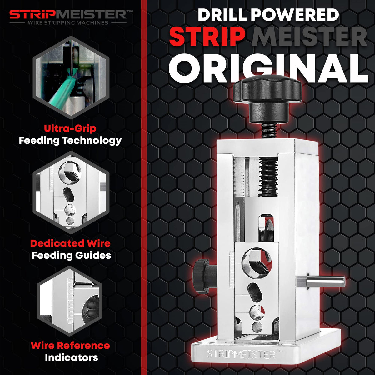 StripMeister Original Wire Stripping Machine & E250 Blade Replacement Kit - Drill Powered Stripper Tool, Made Easy (Bundle)