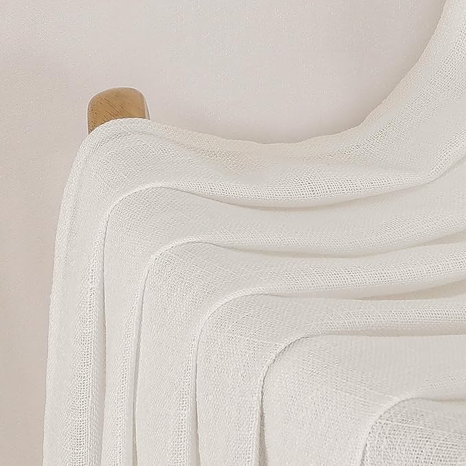 Chyhomenyc Extra Long Ivory Semi Sheer Curtains 120 Inches Long 2 Panels Set