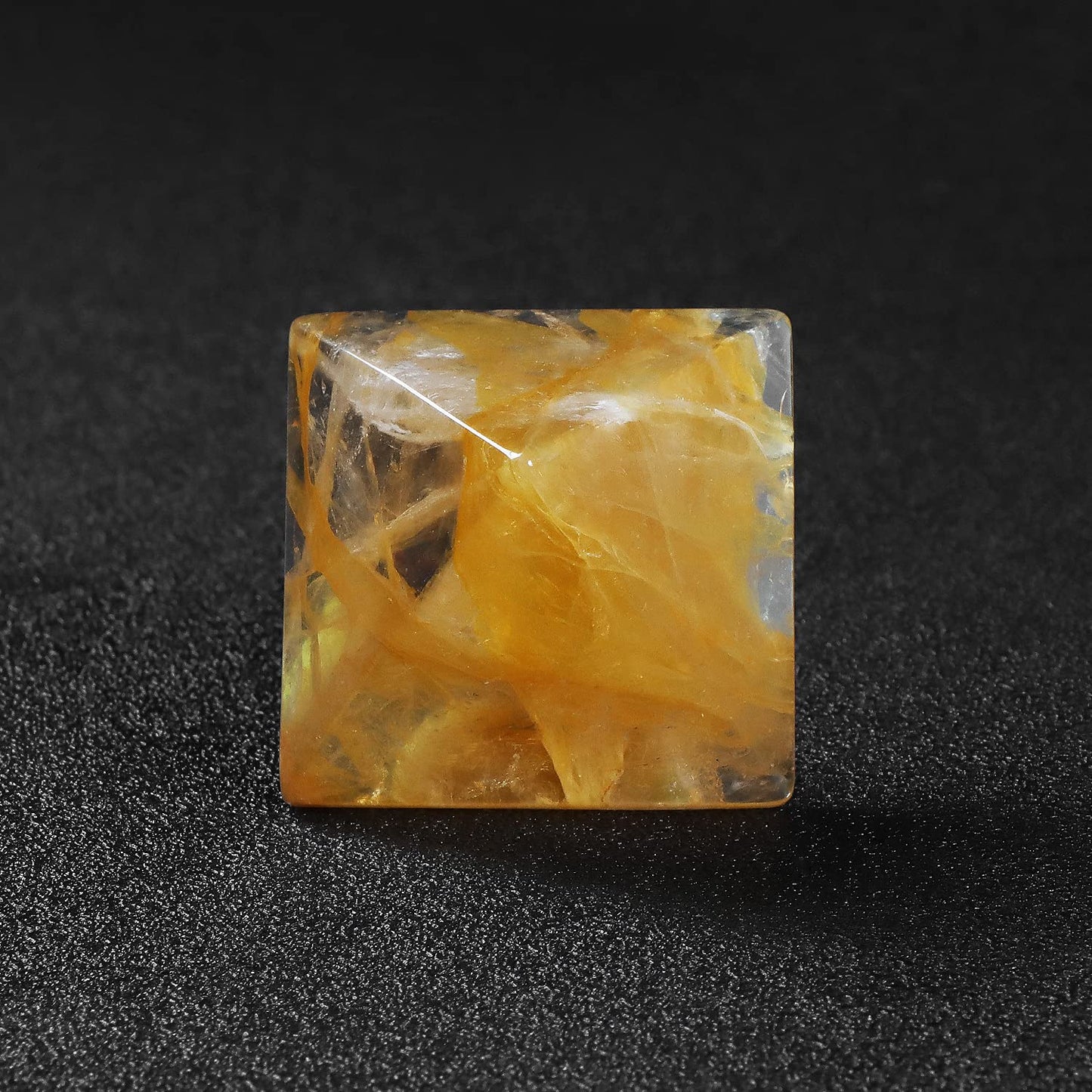 SMQ 1.6" Citrine Crystal Orgone Pyramid Chakra Stones,Hand Carved Gemstone Positive Engrgy Generator,Reiki Healing Pyramid Protection Crystals Figurine Decoration