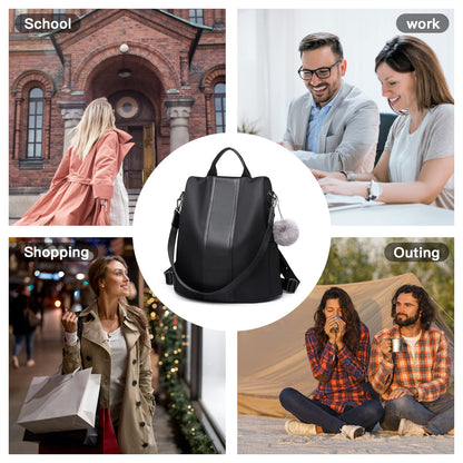 Miss Lulu Women Backpack Leisure Ladies Rucksack Water-Resistant Nylon School Bags Anti-Theft Daypack Shoulder Bag (black)