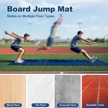 Standing Broad Jump Mat, Long Jump Training Mat with Clear Measurement Marks, Non Slip Broadjump Mat for Home, Gym and School PE
