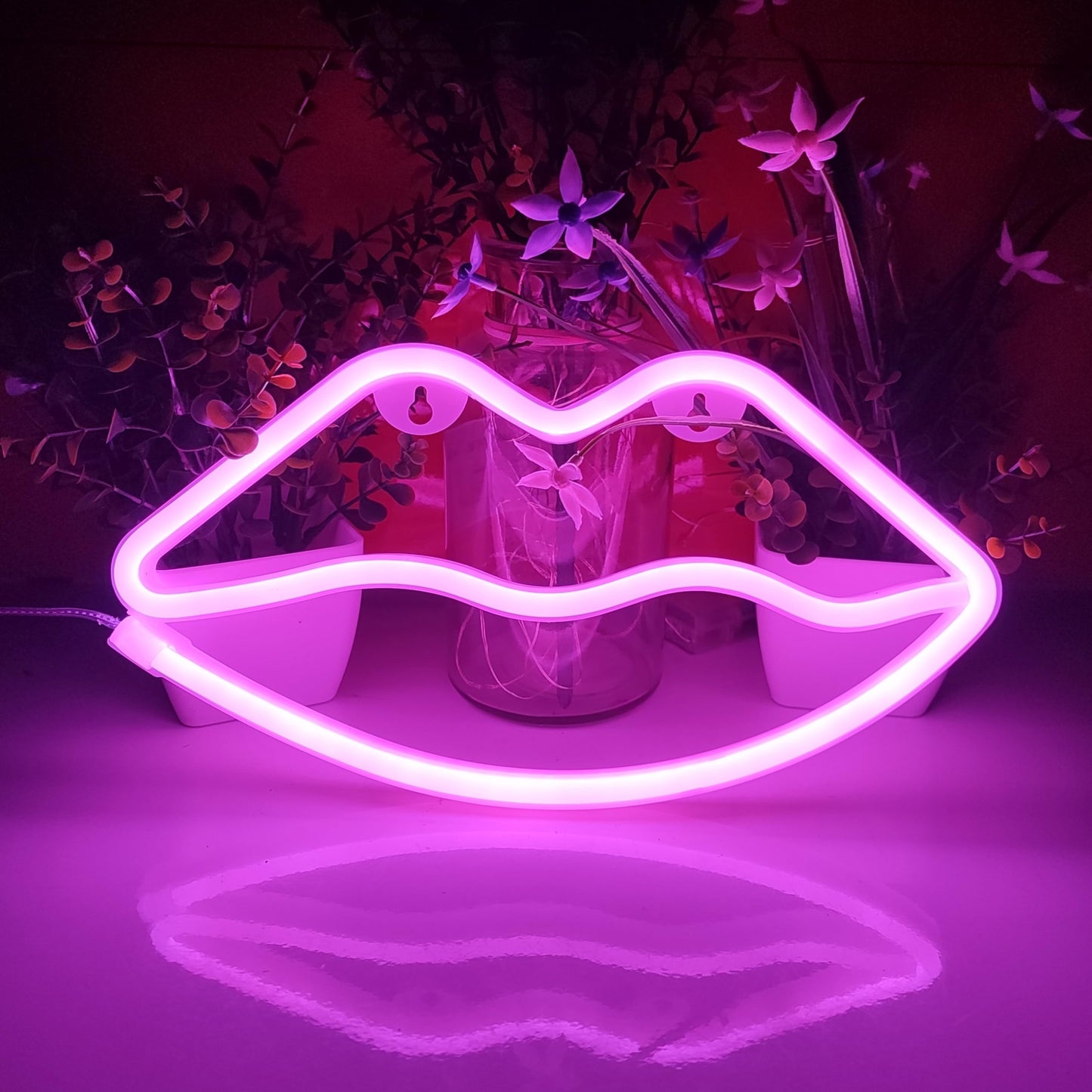 JYWJ Lip Neon Sign,USB or 3-AA Battery Powered Neon Light,LED Table Decoration,Bedroom Wall Decoration,Birthday Gift,Wedding Supplies Business Gift (Pink)