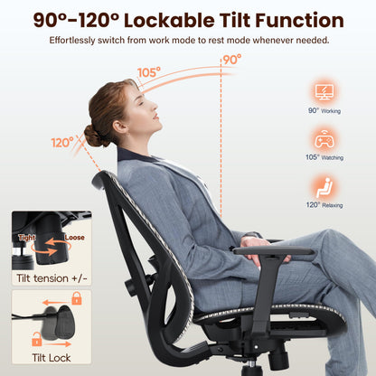 MOLENTS Ergonomic Office Chair, Mesh Computer Desk Chairs with Adjustable Lumbar Support, 3D Armrest, Tilt Function, Comfy Wide Seat, Executive Work Task Chair for Company & Home, Gaming Chair (Grey)