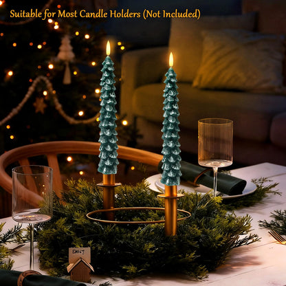 ilifemate Christmas Tree Candles Lights with Remote, Flameless LED Candles with Timer, 2 Modes & 2 Brightness, Battery Operated Christmas Decorations for Holiday Table & Mantel Decor 2 Pcs