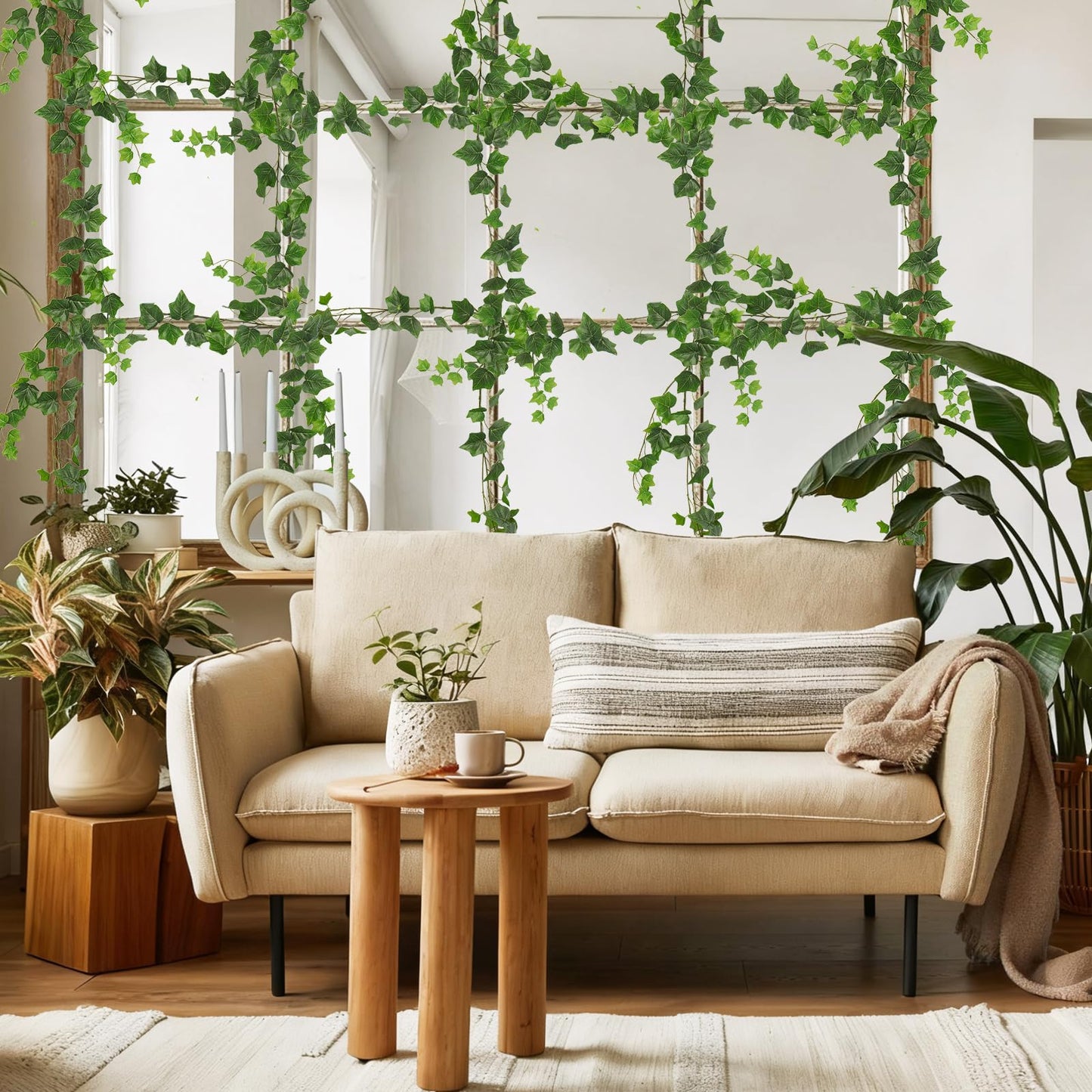 RECUTMS Artificial Ivy Vines Ivy Garland 2Pcs 74.8inch Fake Vines Hanging Plants with Silk Leaves Greenery Spring Decor for Indoor Outdoor Wedding Home Kitchen Garden Office