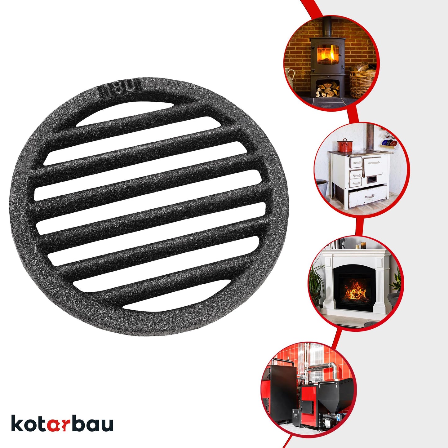 KOTARBAU 5907465917032 Kaminrost Fireplace Grate, Black, Ø 18 cm