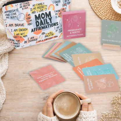 LUCOI New Mom Care Package Gift Set with Daily Affirmation Cards – Postpartum Gifts for Mom After Birth, Pregnancy Gift for First-Time Moms, Baby Shower Gift for Expecting Mom, 9-Piece Set