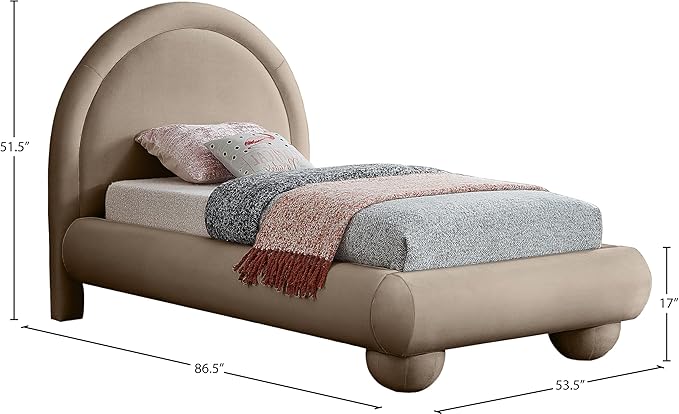 Meridian Furniture MadridTaupe-T Madrid Collection Art Deco Twin Bed