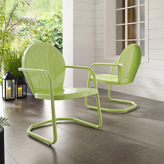 Crosley Furniture Griffith Outdoor Chair, Retro Metal Patio Chairs