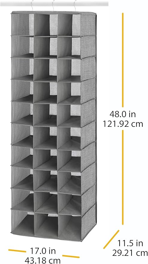 Whitmor 30 Sections Hanging Clothes Closet Organizer, Space Saving Breathable