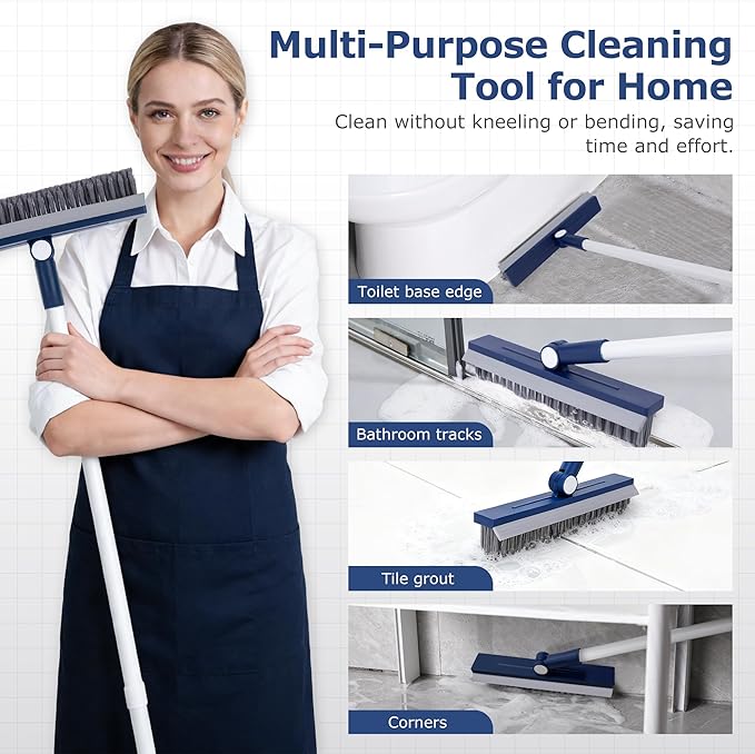 Grout Brush with Long Handle, Grout Cleaner Brush