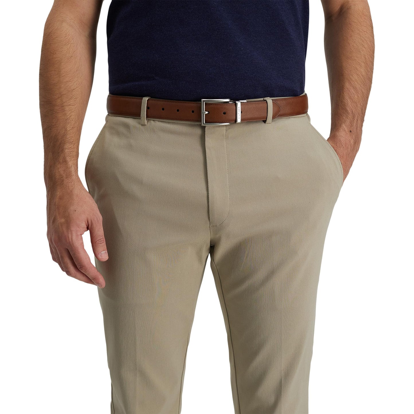 Tommy Hilfiger Men's Reversible Leather Belt - Casual for Mens Jeans with Double Sided Strap and Silver Buckle , cognac/black, 36